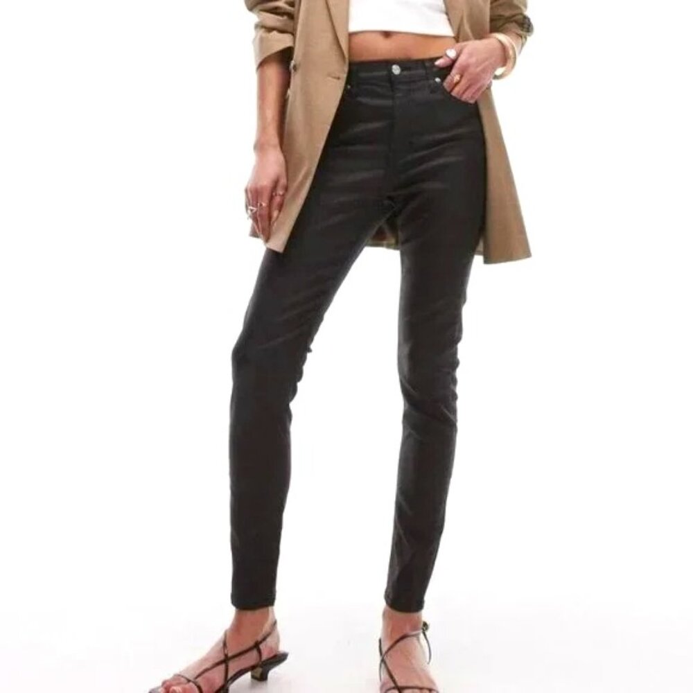 Topshop Jamie Coated Petite Skinny Jeans; BLACK NWT Size 25